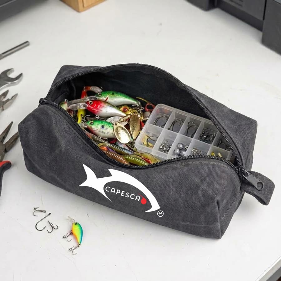 Bolsa Necessaire De Pesca Estojo Porta Iscas Anzol Ferramentas Lona Resistente Impermeavel Organizador Multiuso Bag