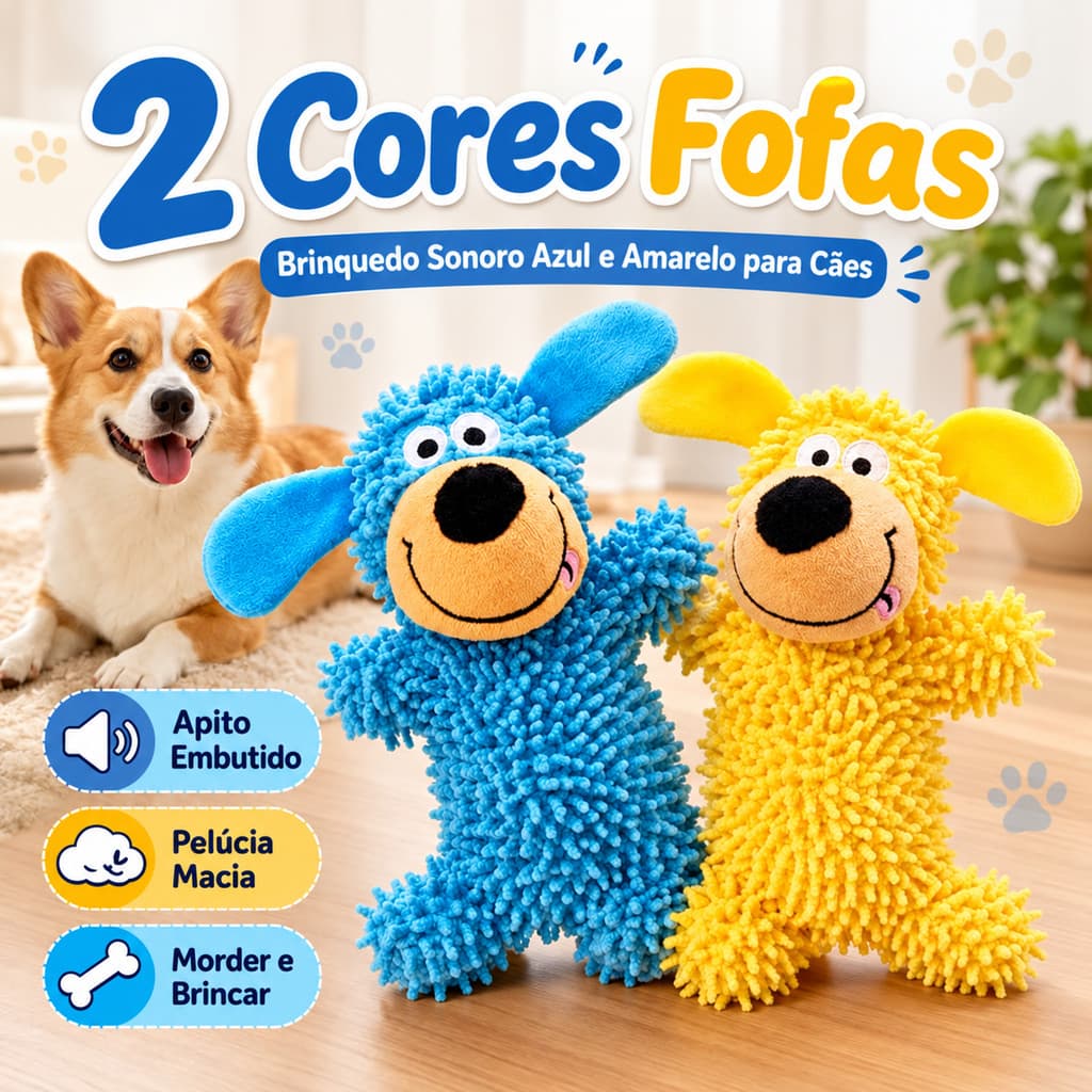Brinquedo para Cachorro com Som, Resistente à Mordida, para Roer e Limpar os Dentes, Alivia o Tédio