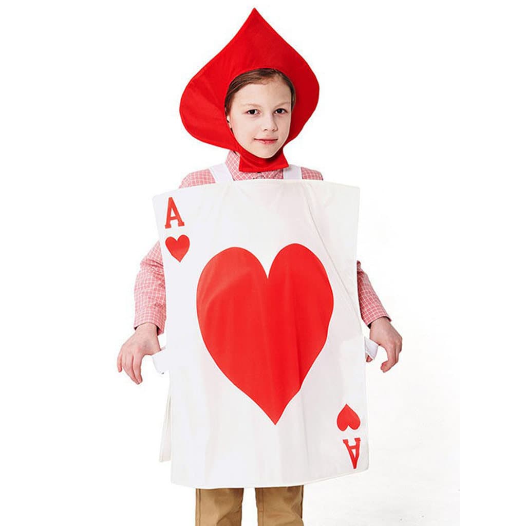 Fantasia de cartas de jogo infantil de Halloween, corações engraçados, uma fantasia do feiticeiro de Oz, fantasia de gua