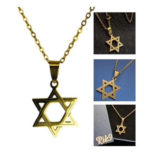 Gargantilha Feminina Estrela De Daví Evangélico Fé Mensagem Colar Banhado a Ouro 18k Lindo Charme