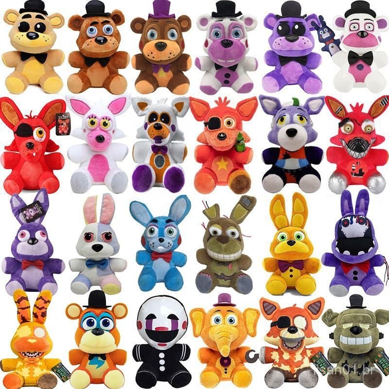 Brinquedo de Pelúcia 25cm FNAF Brinquedos Jogo de Boneca Cinco Noites No Freddy's Chica Bonnie Foxy Crianças Aniversário