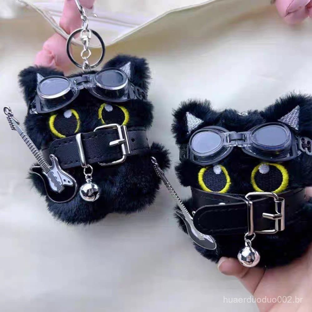Pingente De Pelúcia Em Formato De Gato Preto , Chaveiros Fofos De Desenho Animado , Coleções , Lembranças , Presente