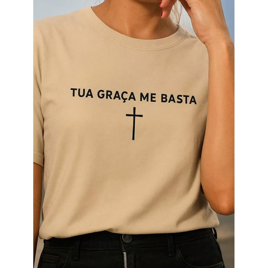 Blusa Camiseta 100% Algodao Tua Graça Me Basta Evangelica Religião Malha Premium Envio Rapido Confortavel