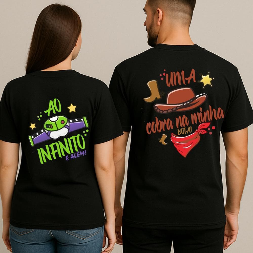 Kit Casal Camisetas WOODY E BUZZ 100% Algodão