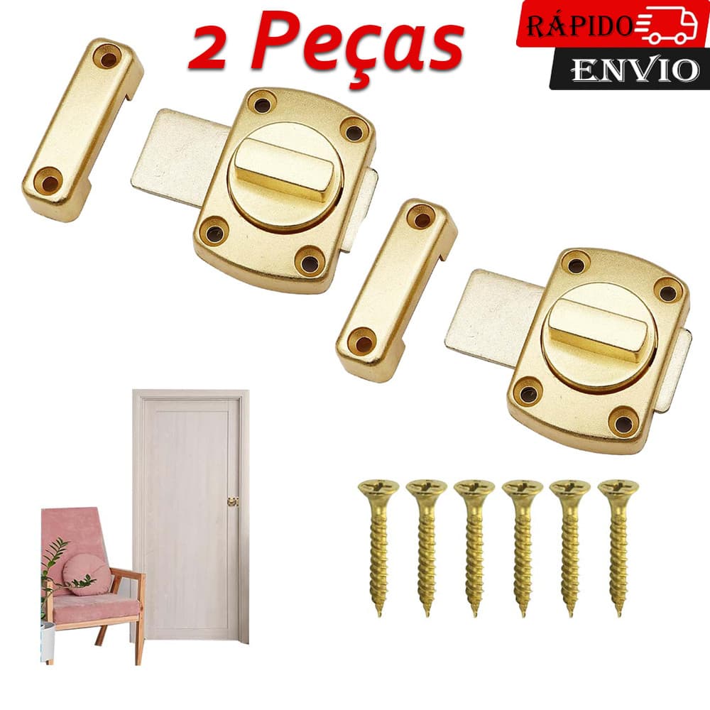 2pçs dourado Trava Deslizante Giratória Pesado Fechadura De Liga De Zinco Espessada Armário De Cerca-Parafuso De Porta