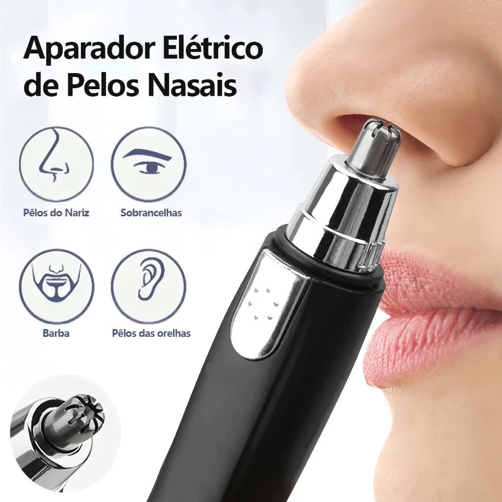 Aparador Removedor de Pelos Elétrico Portátil para Nariz Orelha Rosto Depilador Facial