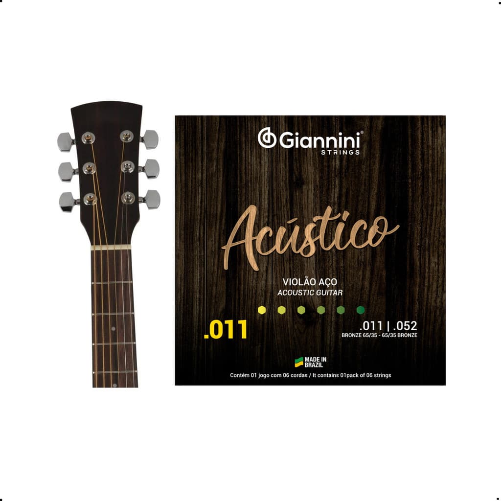 Encordoamento Violão Aço Giannini Acústico 0.011 GESPW