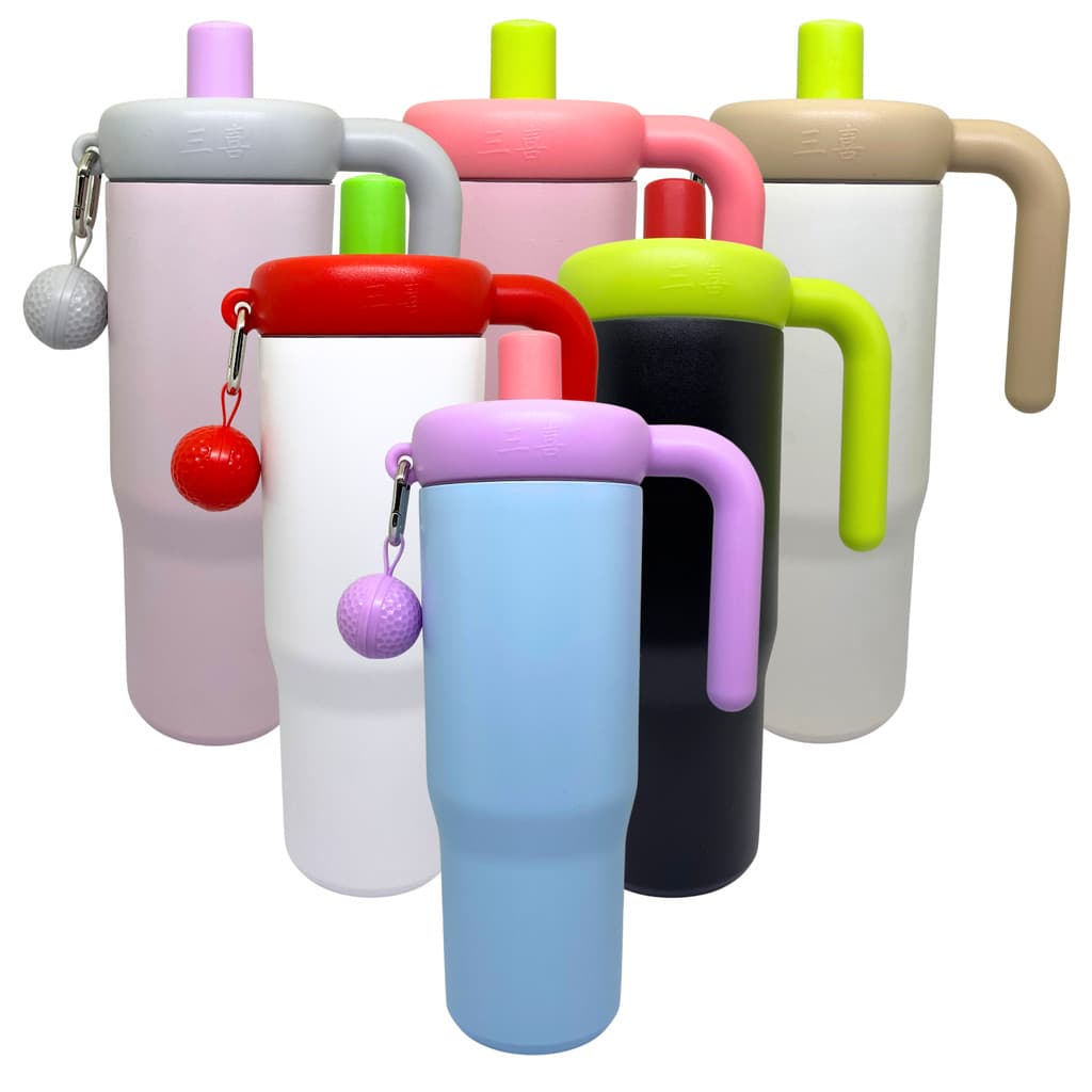 Copo Térmico 900ml Colorido Tampa Vedada com Alça e Pingente