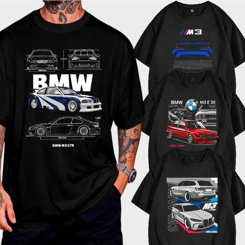 Camiseta Básica Carro BMW Camisa 100% Algodão Streetwear Temos Plus Size Lançamento - Envio Rápido