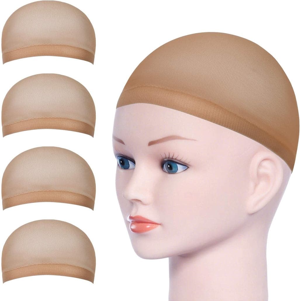 Toucas para Peruca URAQT, 4 Peças de Touca de Peruca em Nylon Elástico Ultra Fino, Touca de Peruca Unissex em Cor Nude p
