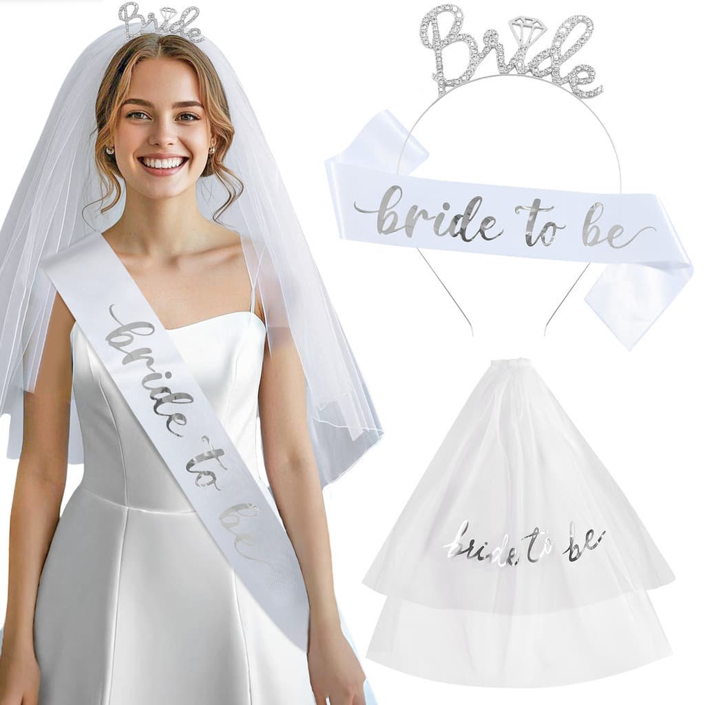 Conjunto De Capacete De Noiva Brilhante-Véu De Strass , Tiara E Faixa " Para Ser " Casamento/Cachelorette