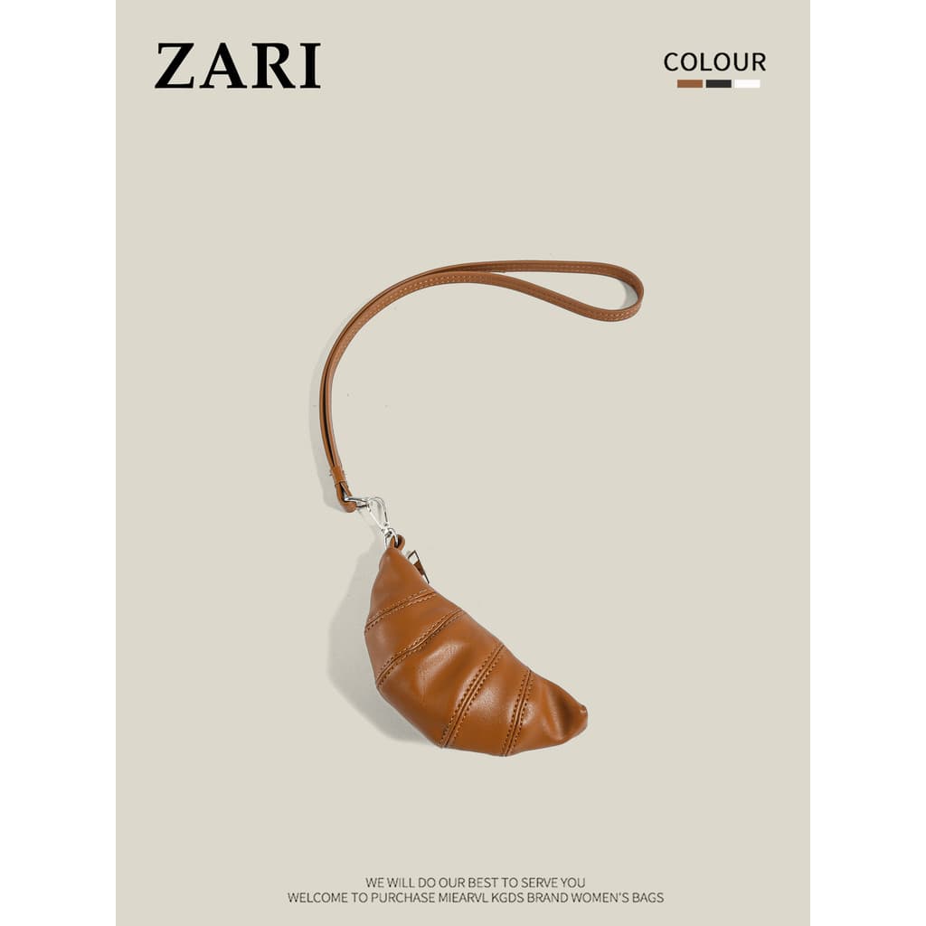 Taiku!Design Original frito macio ceroso croissant saco Mini Halter croissant saco Retro moeda bolsa feminino caso chave