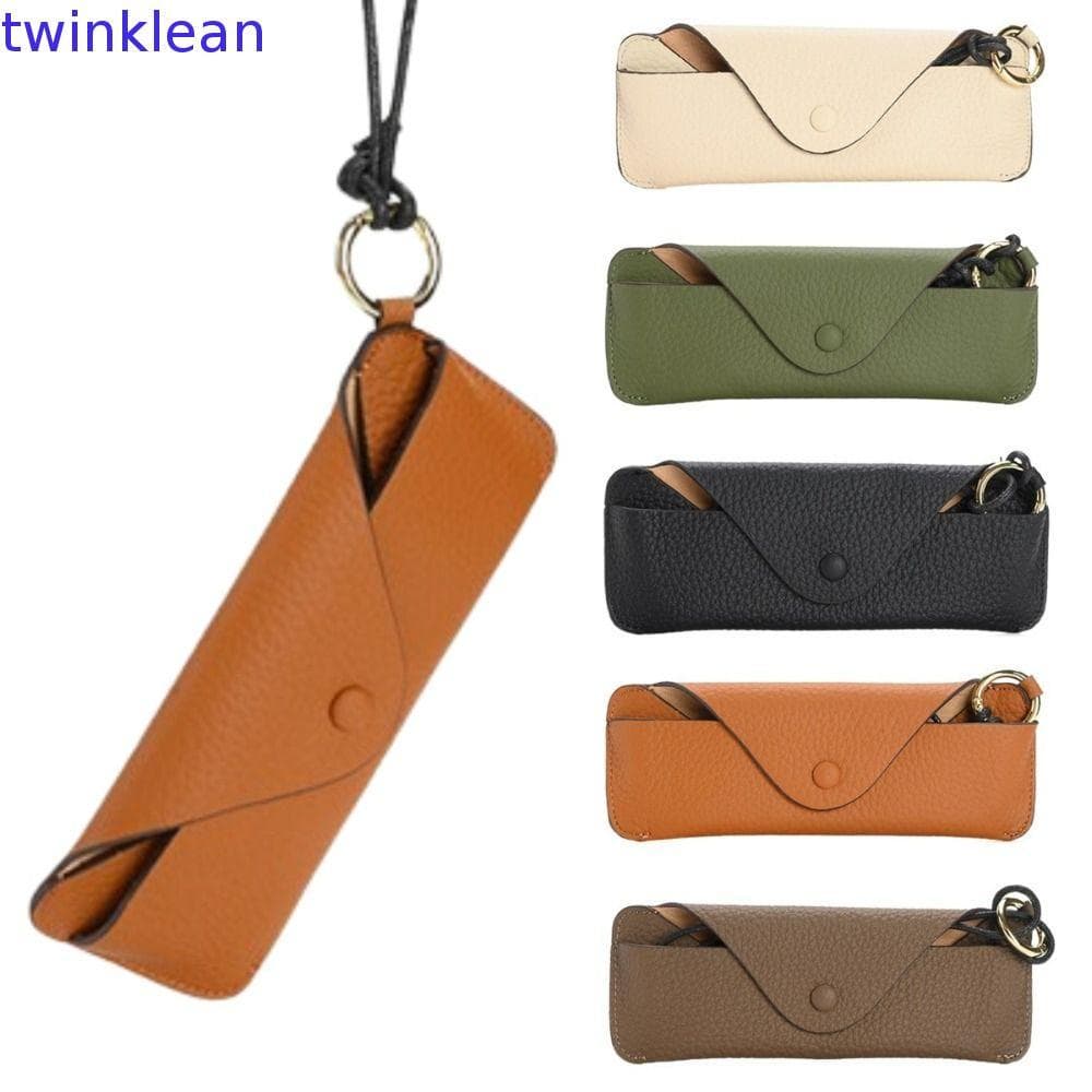 Caixa De Armazenamento De Óculos TWINKLEAN , Estojo Portátil De Couro Genuíno Feito À Mão , Com Cordão
