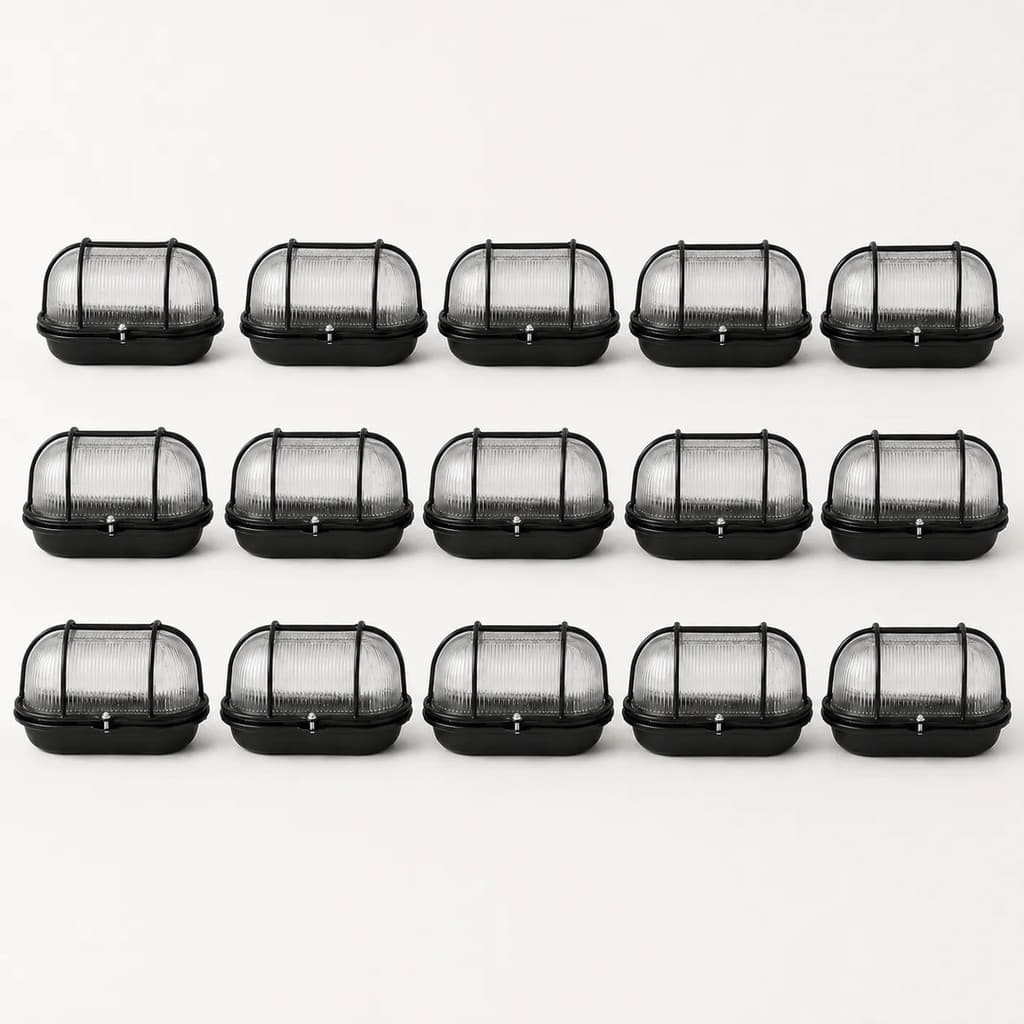 Kit 15 Arandelas Pretas Iluminação Moderna Para Jardim Fachada Área Interna Externa Bivolt 127V 220V