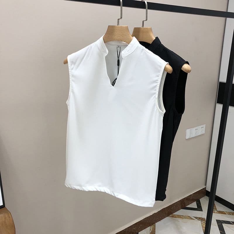 Gola colete masculino na moda verão na moda exterior Wear sem mangas camiseta colete Casual masculino colete de ombro la