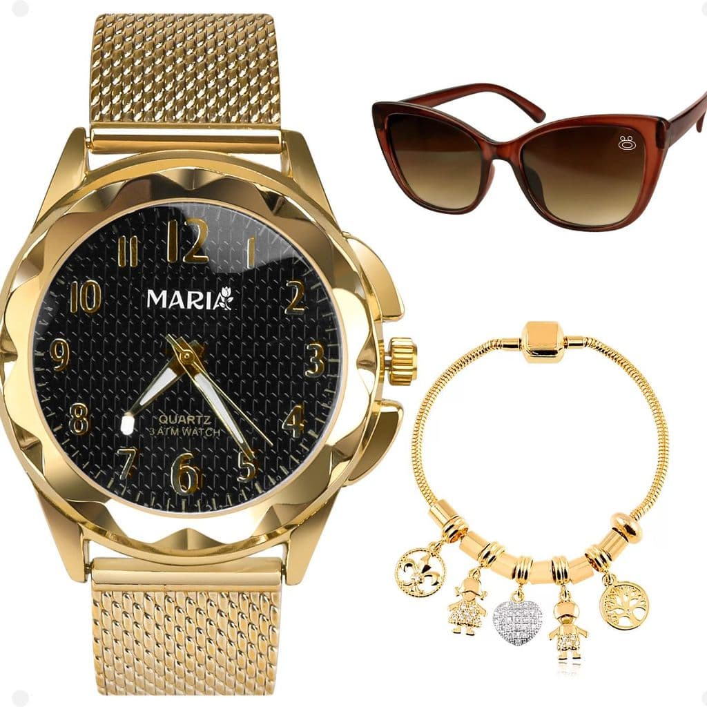 Relogio Feminino Aço Inox Banhado + Pulseira inoxidável moda