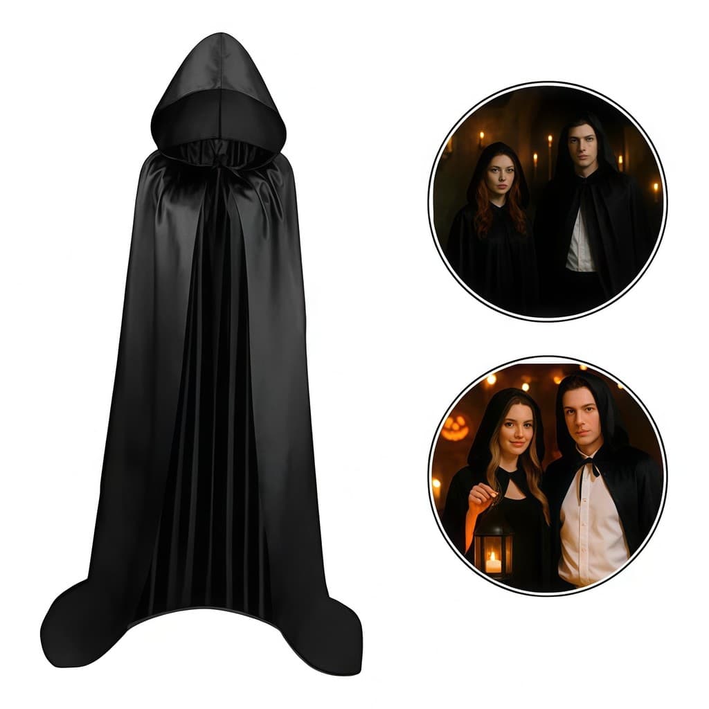 Capa Clássica com Capuz-Fantasia Halloween e Cosplay para Adultos 140/160CM