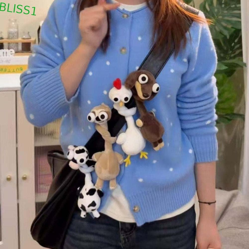 BLISS1 Chaveiro De Pelúcia De Frango Com Pescoço Longo , Pingente De Bolsa De Girafa Design Engraçado De Estilo Fofo , C