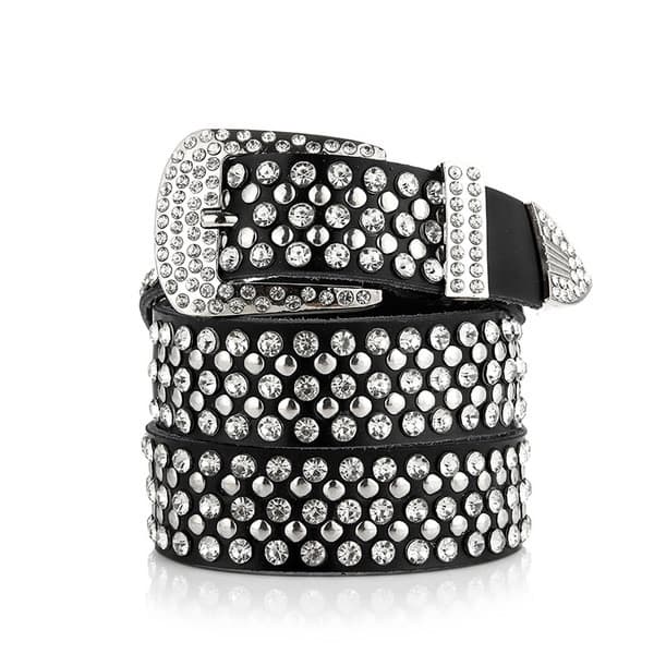 | cinto masculino couro legítimo | ♘Cinto feminino de couro genuíno com decoração de diamante, versão coreana, couro lar