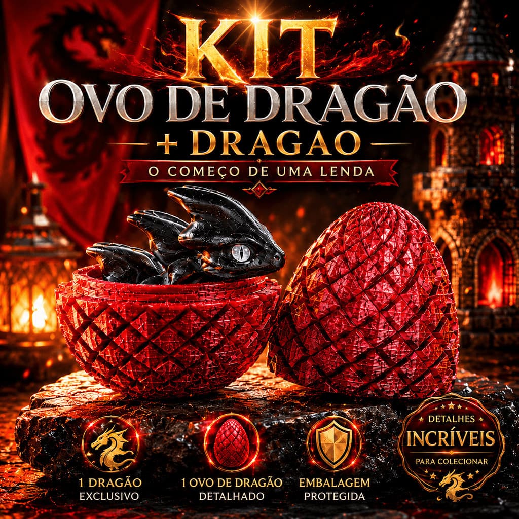 Kit Dragão + Ovo de Dragão Detalhado – Decoração e Coleção Brinquedo Para Criança Kit Brinquedos Infantis