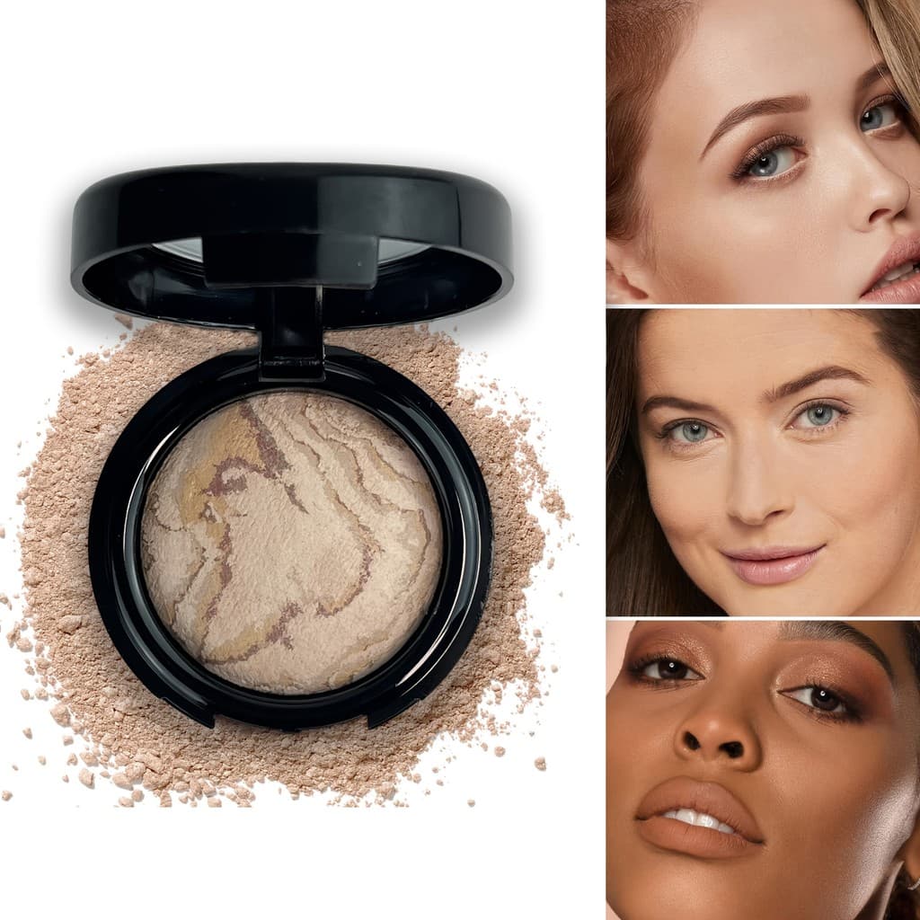 Pó Prensado Fosco Para Controle De Óleo , Compacto , De Configuração Facial Com Brilho Natural De Longa Duração
