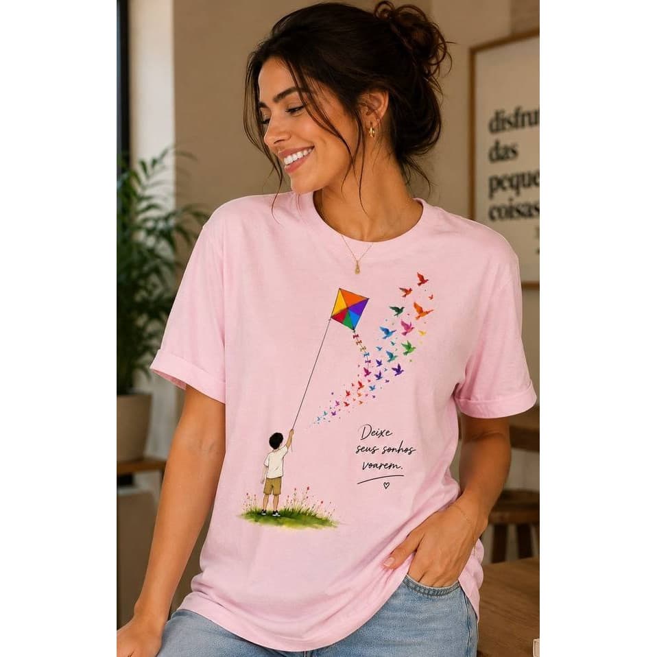 Camiseta T-Shirt Feminina Blusa Premium Camisa 100% Algodão Macio Leve Estilosa* Elegante Tendência