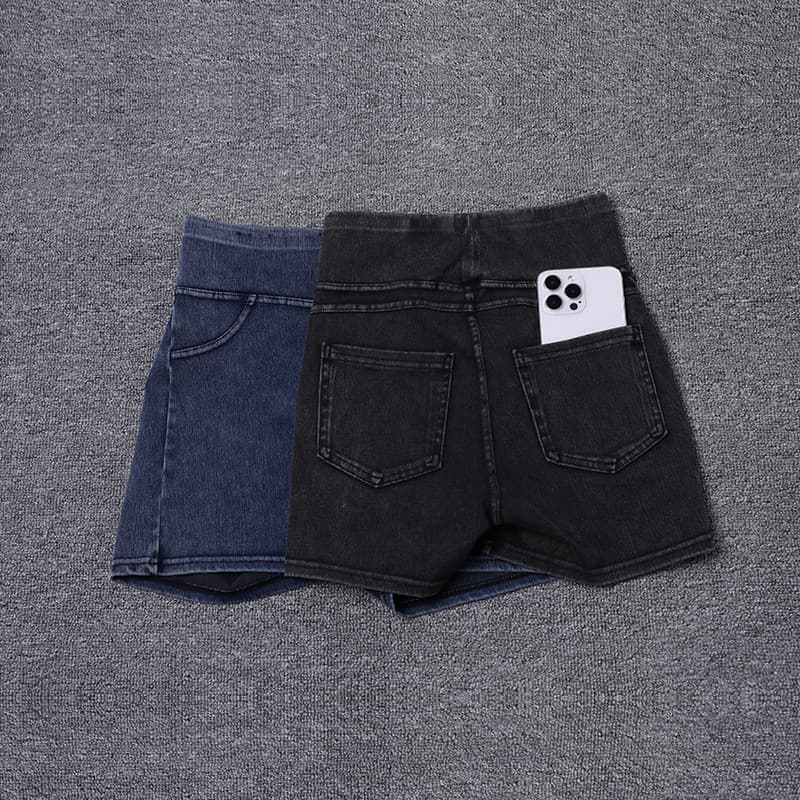 Imitação Denim esportes Shorts feminino verão cintura alta Hip elevador apertado estiramento correndo lazer Yoga Fitness