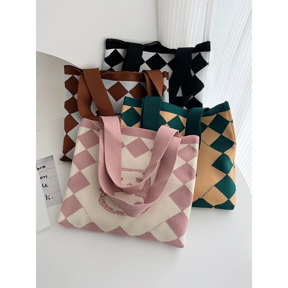 Novo bonito Panda dos desenhos animados saco de malha feminino saco de compras nicho Design All-Match bolsa grande capac