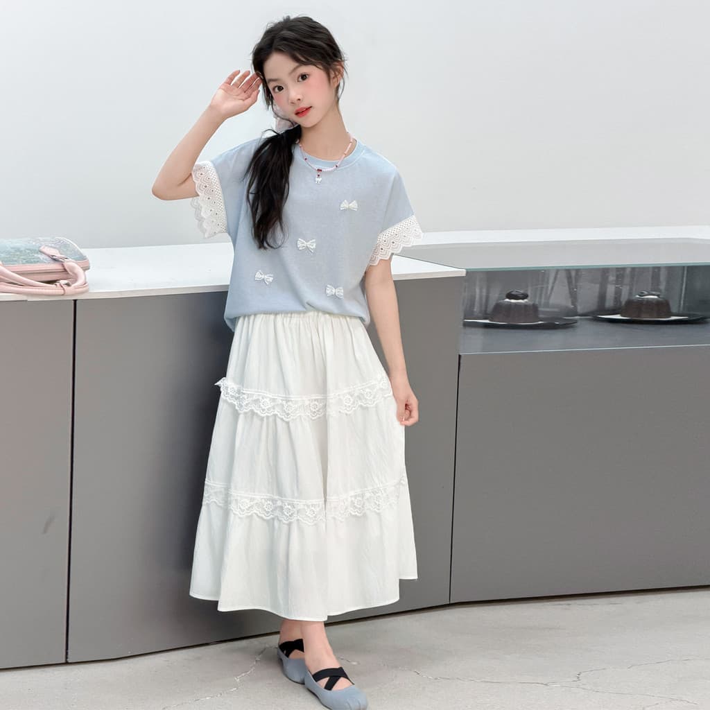 Meninas ternos saias ternos de duas peças moda roupas de verão médio grande crianças Casual exterior Wear