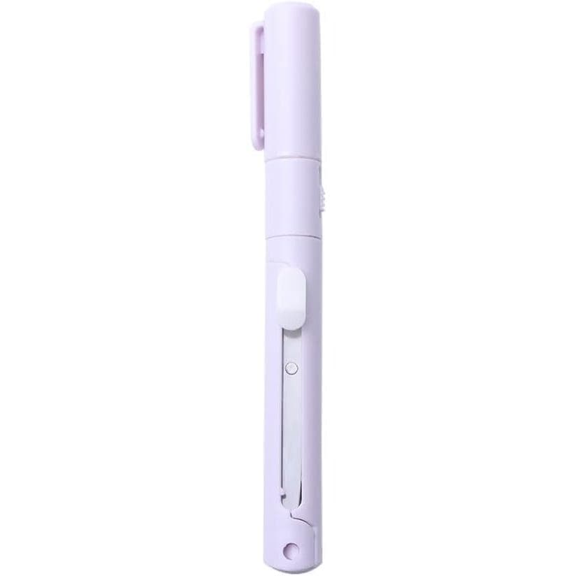Tesoura Mini Estilo Caneta Roxa, Tesoura Portátil Dobrável para Estudantes com Capa, Tesoura de Aço Inoxidável com Lâmin