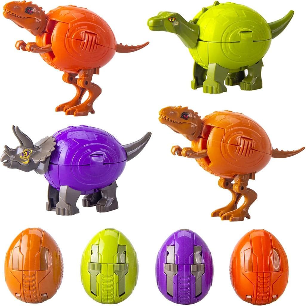 4 Peças de Brinquedos de Ovos de Dinossauro, Brinquedos Robô Dinossauro 2 em 1, Brinquedos STEM, Presentes de Aniversári