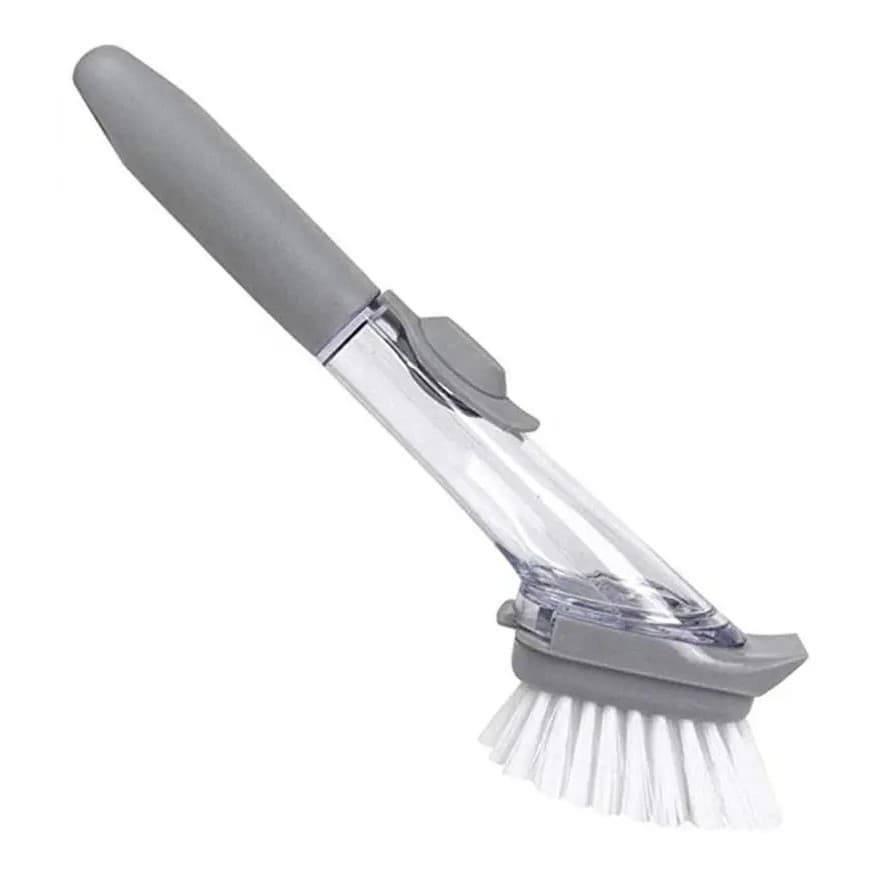 Escova Lava Louças com Dispenser de Detergente e Esponja Recarregável para Cozinha