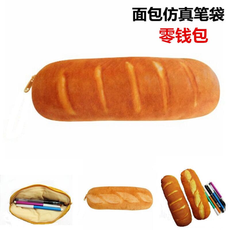 | 【pencil case】 | ☼Simulação criativa tecido impresso pão lápis caso macio bonito divertido bonito óculos saco de armaze