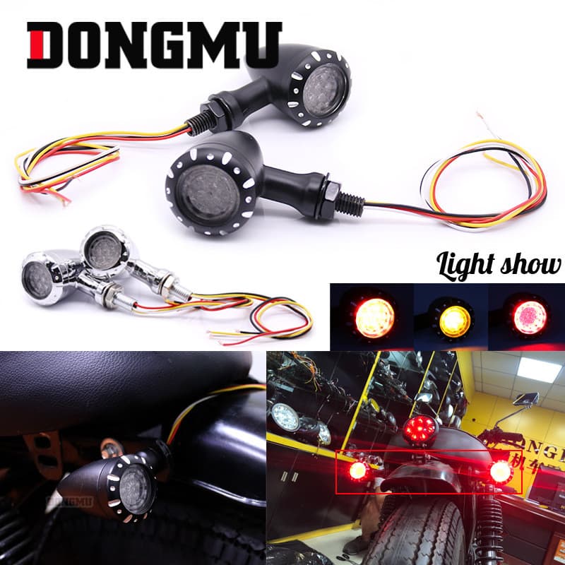 Luz de Sinalização 3 em 1 Modificada para Motocicleta Harley 883 1200, Luz de Freio LED, Modelo Universal de Exportação