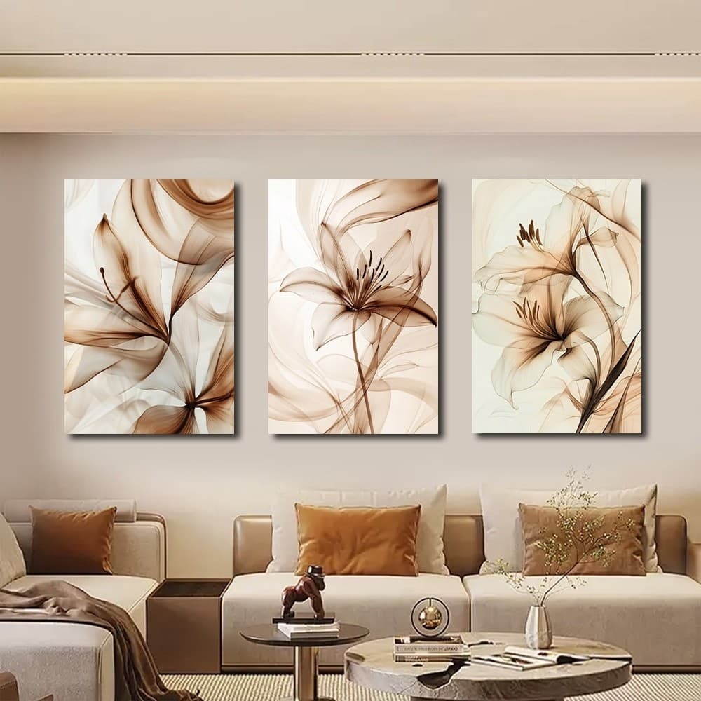 Quadro Decorativo Simples Flores Verde Plantas Decoração de Casa Quarto Sala de Estar Banheiro Pintura de Parede 40x60cm