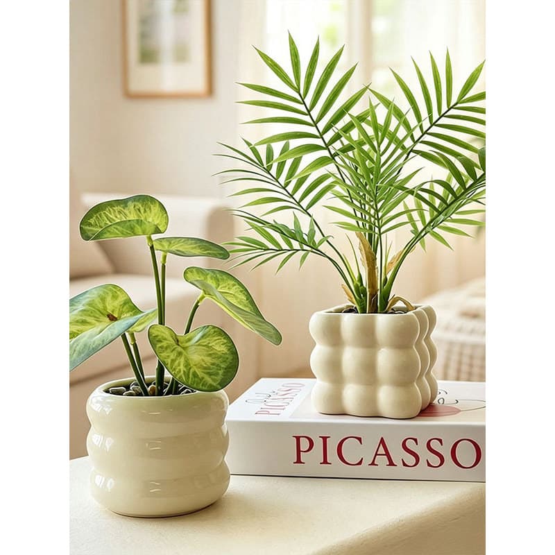 Vaso de cerâmica estilo nórdico, branco, formato Irregular, decoração para casa, estilo ins, simples, planta verde, uten