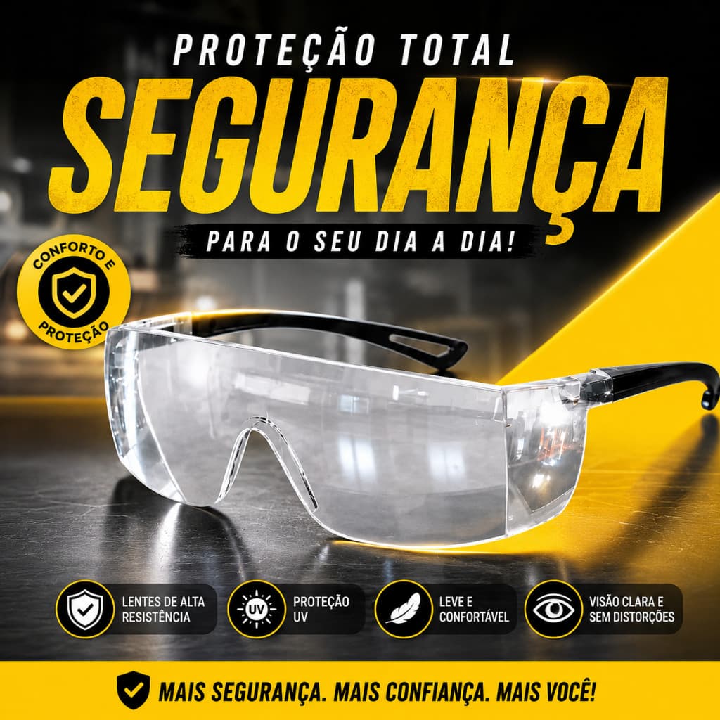 Óculos de Segurança Profissional CA 40.091 Proteção UV Incolor/Fumê