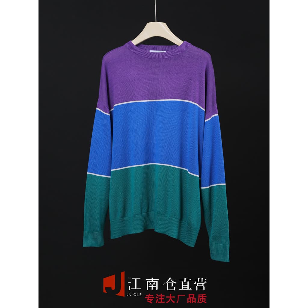 Jiangnancang|Pedido P do produto!Especial ~ algodão contraste cor camisola na moda ins estilo masculino feminino mesmo e