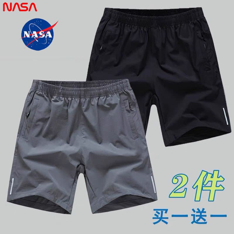 NASA Co-Branded Ice Silk Shorts Homens Verão Casual Secagem Rápida Calças de Cinco Pontos Soltas Tamanho Grande Correndo