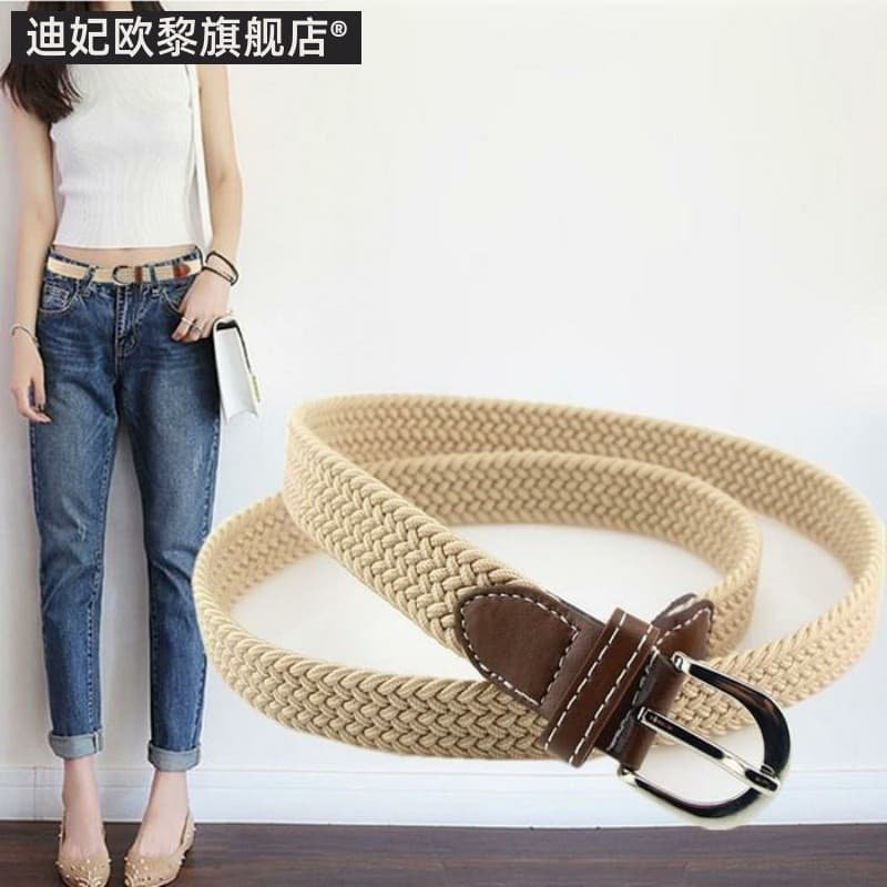 Nova moda Retro cinto de lona fino jovens senhoras All-Match tecido cinto Jeans Casual elástico