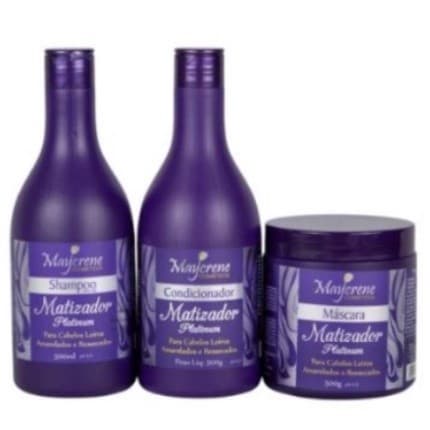Kit Matizador Platinum 500 ml Maycrene Cosméticos Shampoo + Condicionador + Mascara Capilar