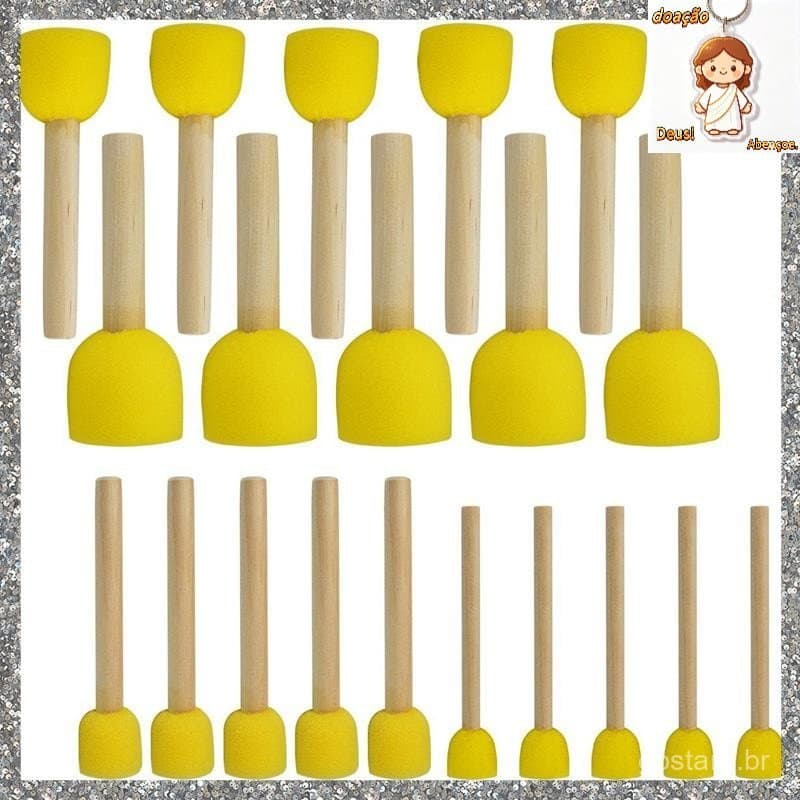 Conjunto De Pincéis De Esponjas Redondas , 20 Peças , Ferramentas De Pintura Infantil-De Esponja DIY Em 4 Tamanhos Para