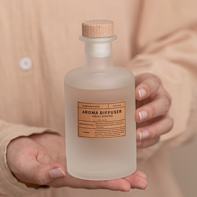 Pacote de aromaterapia sem fogo, garrafa de boca larga de cortiça, difusor de banheiro para quarto, fragrância de óleo e