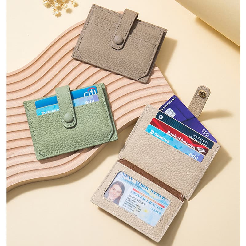 Senhoras couro genuíno Ultra-fino titular do cartão feminino coreano Multi-Slot para cartão titular do cartão Mini carte