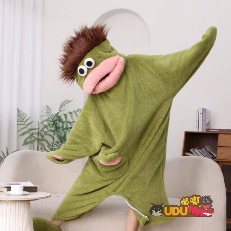 Pijama de pelúcia em formato de peixe com boca grande e design fofo, engraçado e feio, macacão de dormir, roupa de outon