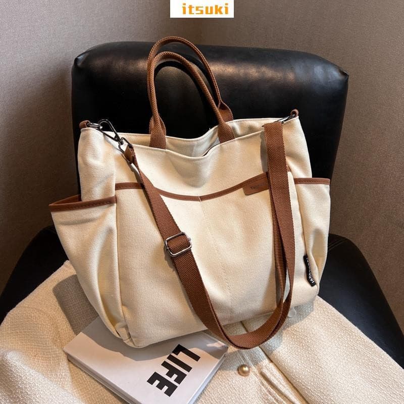 Bolsa De Viagem De Lona De Grande Capacidade – Portátil Casual Para Mulheres