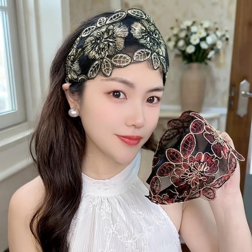 2026 verão bandana estilo étnico de abas largas Hairpin com dentes feminino capa antiderrapante cabelo branco bandana fe