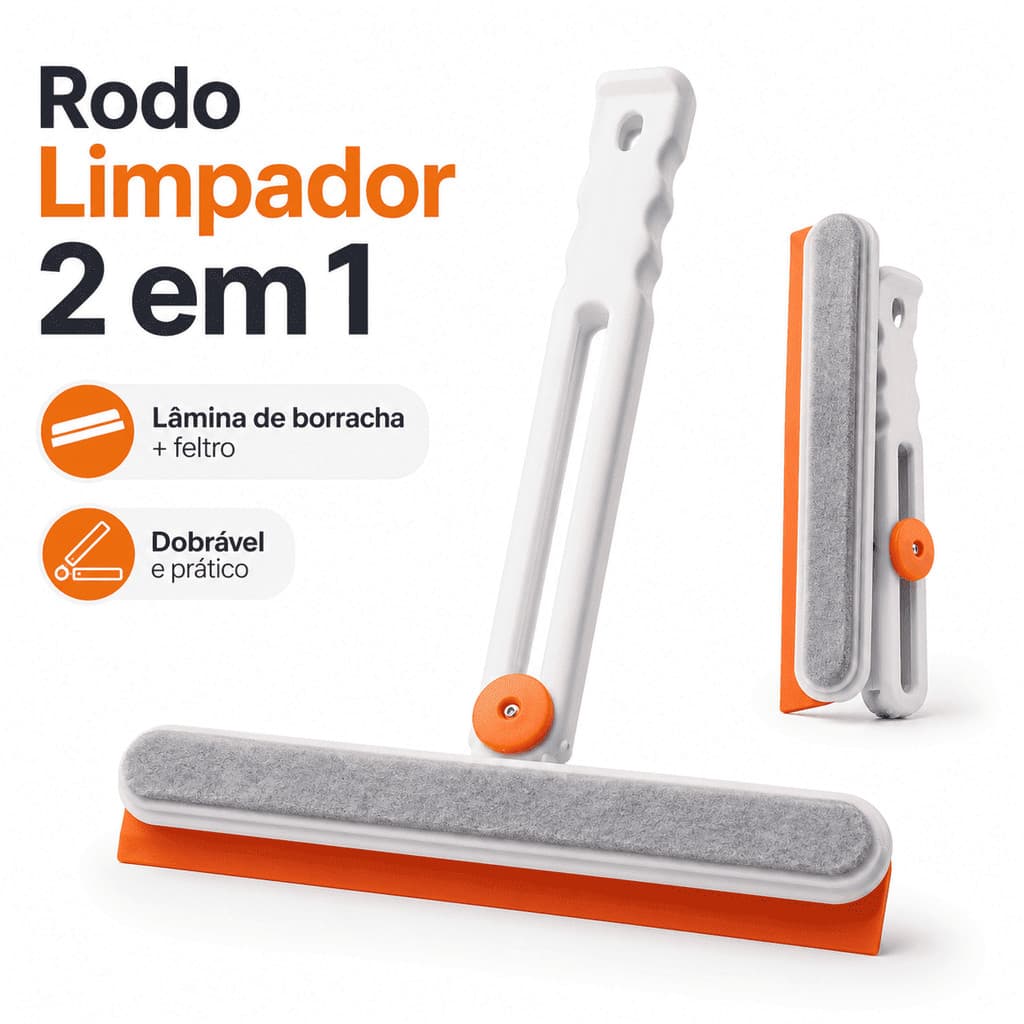 Rodo Limpador 2 em 1 Dobrável Vidros Janelas Box Espelhos