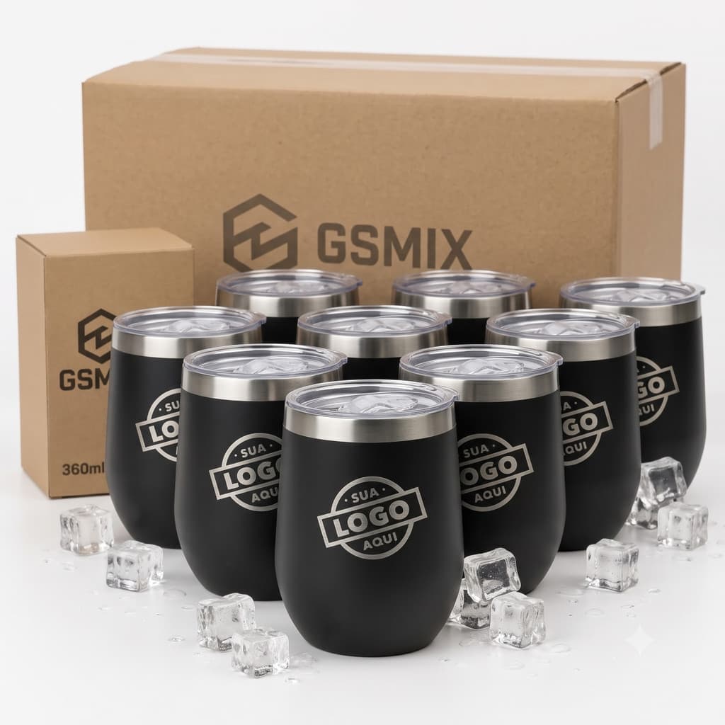 Kit 50 Copo Térmico Cuia 360ml Personalizado Seu Nome Sua Logo Time Brinde Eventos Empresarial