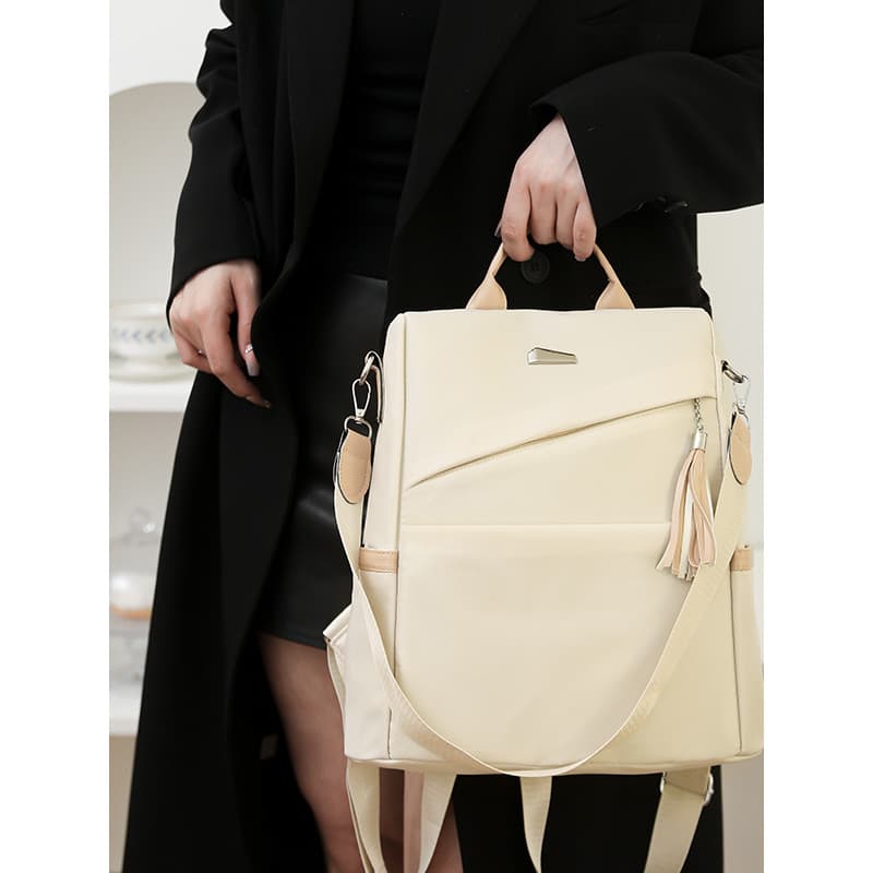 Borla mochila feminina 2025 novo estilo moda All-Match senhoras mochila de couro macio Casual Commuter simples saco de e